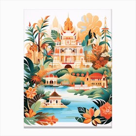 Suan Nong Nooch Thailand Modern Illustration 1 Canvas Print