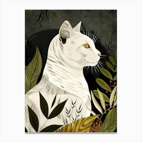 White Cat In The Forest 5 Canvas Print