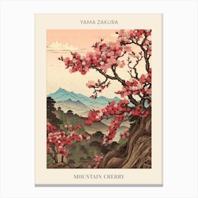 Yama Zakura Mountain Cherry 2 Japanese Botanical Illustration Poster Canvas Print