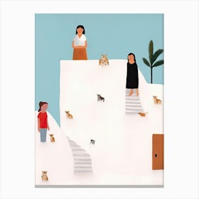 Holidays In Morocco, Tiny People And Illustration 4 Canvas Print