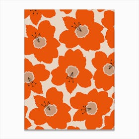 Retro Floral Orange Canvas Print