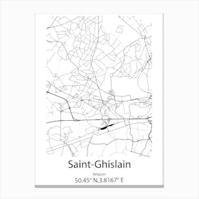 Saint Ghislain,Belgium Minimalist Map Canvas Print