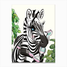 Zebra Cleaning Teeth Canvas Print