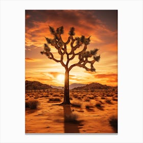 Joshua Tree At Sunrise In The Style Of Gold And Black (4) Canvas Print