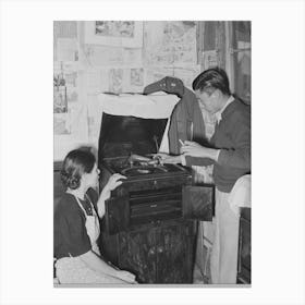 Mexican Boy And Girl Playing Phonograph, San Antonio, Texas, The Mexicans Love All Forms Of Music By Canvas Print