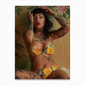 Brunelleschi Tattooed Woman In Bikini Canvas Print