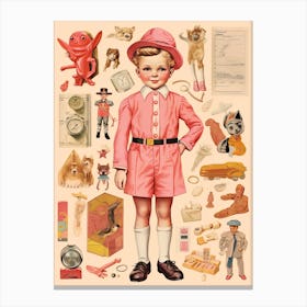 Vintage Paper Doll Boy Kitsch 5 Canvas Print