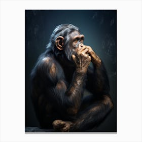 Thinker Monkey Deep In Thought Realistic 3 Canvas Print