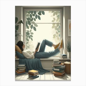 Girl Reading A Book 6 Canvas Print