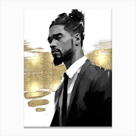 Black Man with Gold Abstract 6 Canvas Print