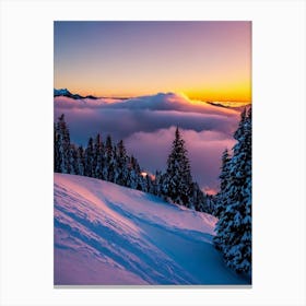 Whakapapa, New Zealand Sunrise Skiing Poster Canvas Print