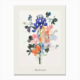 Bluebonnet 4 Collage Flower Bouquet Poster Canvas Print