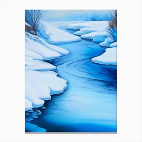 Frozen River Waterscape Marble Acrylic Painting 1 Canvas Print
