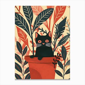 Cat In A Pot Canvas Print