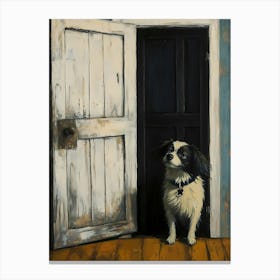 Dark Gothic Dog In The Doorway Canvas Print