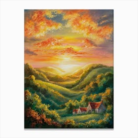 Sunset In The Countryside Canvas Print