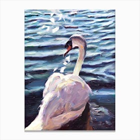 Swan Oil Painting Canvas Print