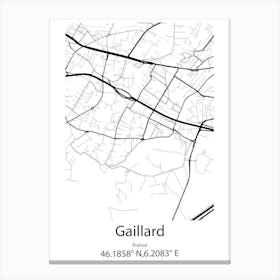 Gaillard,France Minimalist Map Canvas Print