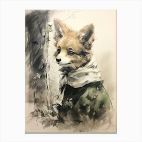 Storybook Animal Watercolour Fox 2 Canvas Print