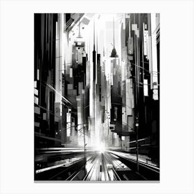 Metropolis Abstract Black And White 1 Canvas Print