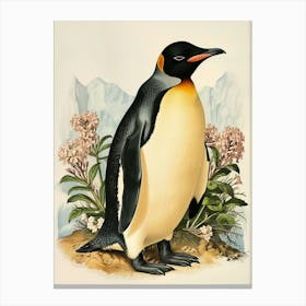 Adlie Penguin Cuverville Island Vintage Botanical Painting 2 Canvas Print