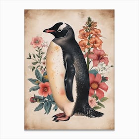 Adlie Penguin Paradise Harbor Vintage Botanical Painting 3 Canvas Print
