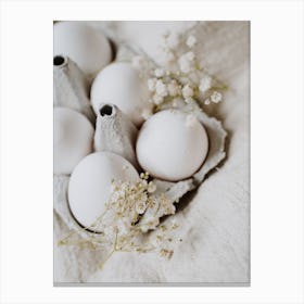 White Eggs With Baby'S Breath Canvas Print