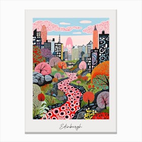 Poster Of Edinburgh, Illustration In The Style Of Pop Art 1 Canvas Print