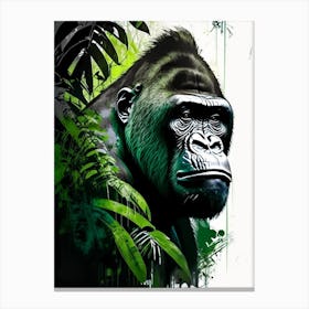 Gorilla In Jungle Gorillas Graffiti Style 1 Canvas Print