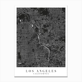 Los Angeles California Minimal Black Mono Street Map Canvas Print