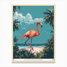 Greater Flamingo Ria Celestun Biosphere Reserve Tropical Illustration 3 Poster Canvas Print