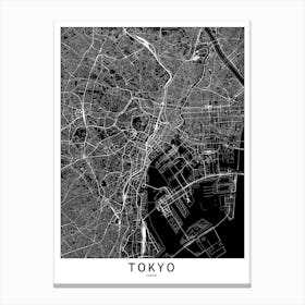 Tokyo Black And White Map Canvas Print