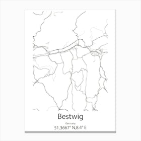 Bestwig,Germany Minimalist Map Canvas Print