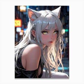 Anime Girl With Cat Ears 1 Canvas Print