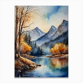 Watercolor Of A River 14 Canvas Print