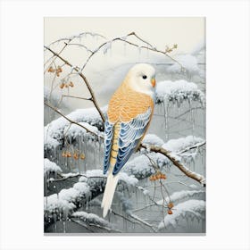 Winter Bird Painting Budgerigar 1 Canvas Print