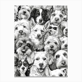 Perfectly Repeatable Artwork With Cute Dog Faces 07 Canvas Print