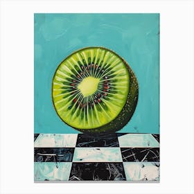 Kiwi Blue Checkerboard 1 Canvas Print