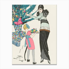 Christmas Art Deco Illustration Canvas Print