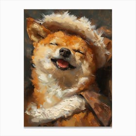 Oil Painting Smiling Shiba Inu 11 Canvas Print