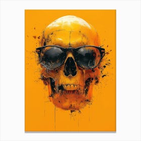 Skull Spectacle: A Frenzied Fusion of Deodato and Mahfood:Skull With Sunglasses 6 Canvas Print