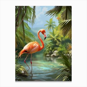 Greater Flamingo Caribbean Islands Tropical Illustration 7 Canvas Print