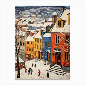 Winter Snow Quebec City   Canada Snow Illustration 3 Canvas Print