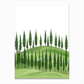 Cypress Trees In The Field Canvas Print