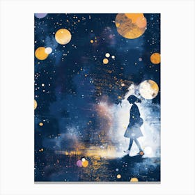 Girl In The Night Sky Canvas Print