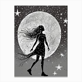 Walking in Harmony with the Moon and Stars Canvas Print