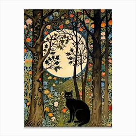 William Morris Black Cat In The Forest 3 Canvas Print