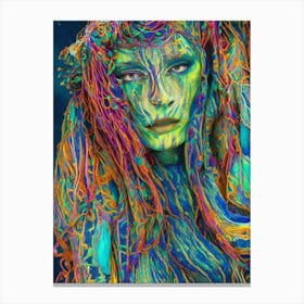 Woman With Colorful Hair 7 Canvas Print