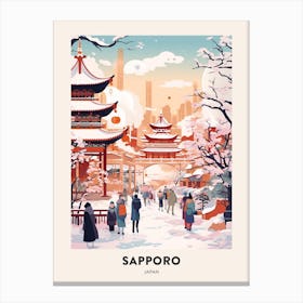 Vintage Winter Travel Poster Sapporo Japan Canvas Print