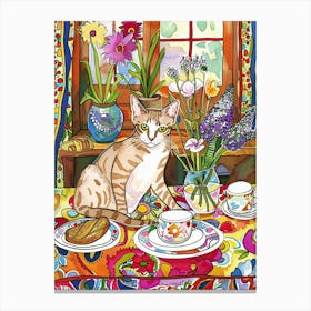 Tea Time With A Oriental Shorthair Cat 3 Canvas Print